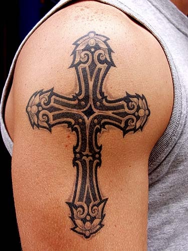 22 Beautiful Tribal Cross Tattoos