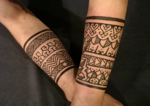 Tribal Band Calf Tattoos