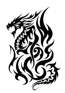 Tribal Fire Dragon Tattoo