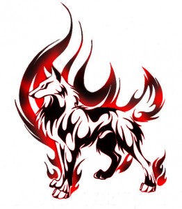 Tribal Fire Wolf Tattoo