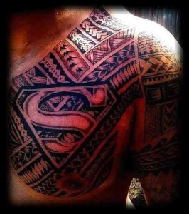 Tribal Superman Chest Tattoo
