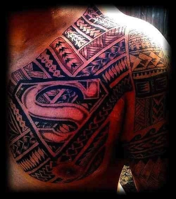 Tribal Superman Chest Tattoo.