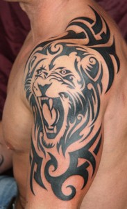 African Tribal Lion Tattoos