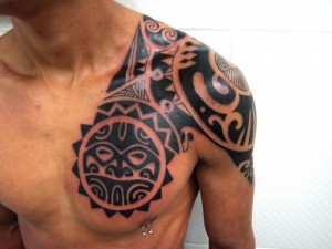 Aztec Tribal Chest Tattoos