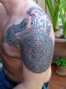 Aztec Tribal Shoulder Tattoos