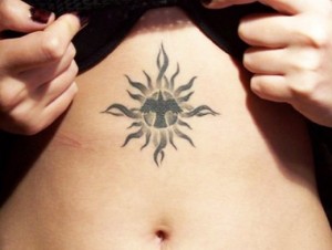 Feminine Tribal Sun Tattoos
