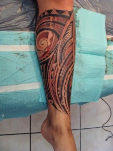 Hawaiian Tribal Leg Tattoos