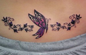 Lower Back Tribal Butterfly Tattoos