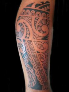 Maori Tribal Leg Tattoo