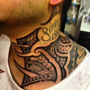 Polynesian Tribal Neck Tattoos