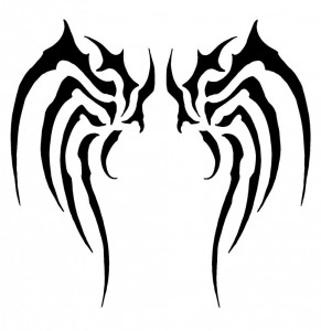 Simple Tribal Wings Tattoo