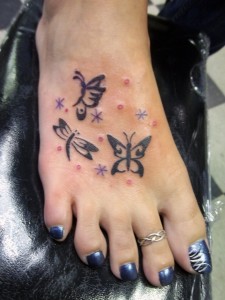 Tribal Butterfly Foot Tattoos