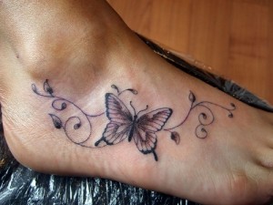 Tribal Butterfly Tattoo on Foot