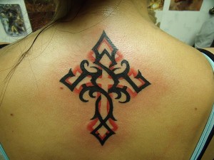 Tribal Cross Back Tattoos