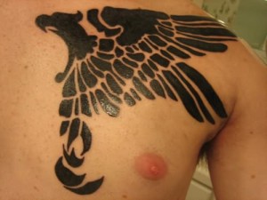 Tribal Eagle Tattoo on Chest