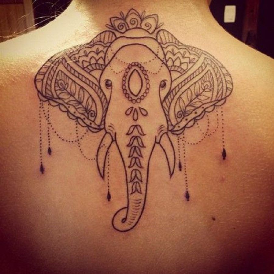 Tribal Elephant Head Tattoo.