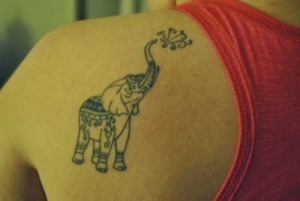 Tribal Elephant Tattoo on Shoulder
