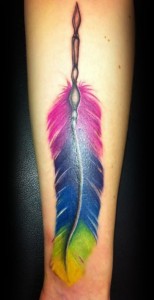 Tribal Feather Tattoo with Color