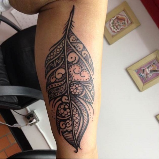 13 Beautiful Tribal Feather Tattoos | Only Tribal