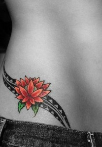 Tribal Flower Hip Tattoos