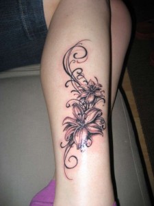 Tribal Flower Leg Tattoo
