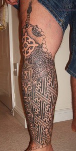 Tribal Leg Sleeve Tattoo