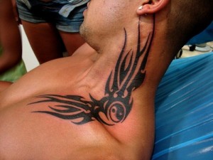 Tribal Neck Tattoos for Men