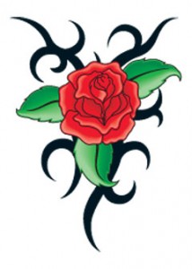 Tribal Red Rose Tattoo