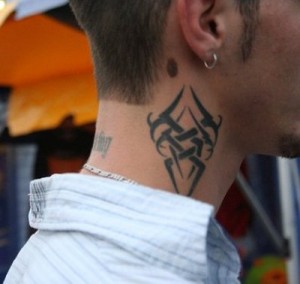 Tribal Side Neck Tattoos