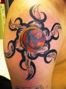 Tribal Sun Shoulder Tattoos