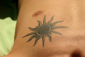 Tribal Sun Tattoo Chest