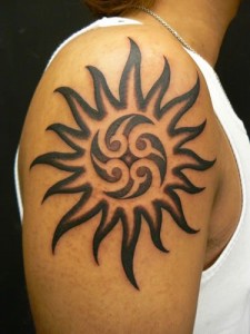 Tribal Sun Tattoo Shoulder
