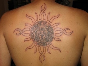 Tribal Sun Tattoo on Back