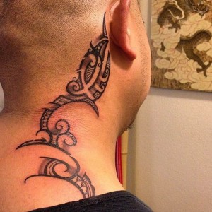 Tribal Tattoos on Neck