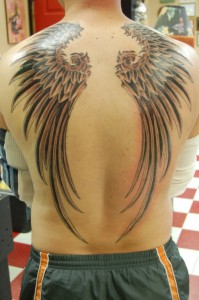 Tribal Wings Back Tattoo