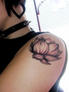 White Lotus Flower Tribal Tattoo