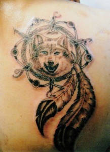 Wolf Dreamcatcher Tribal Tattoo