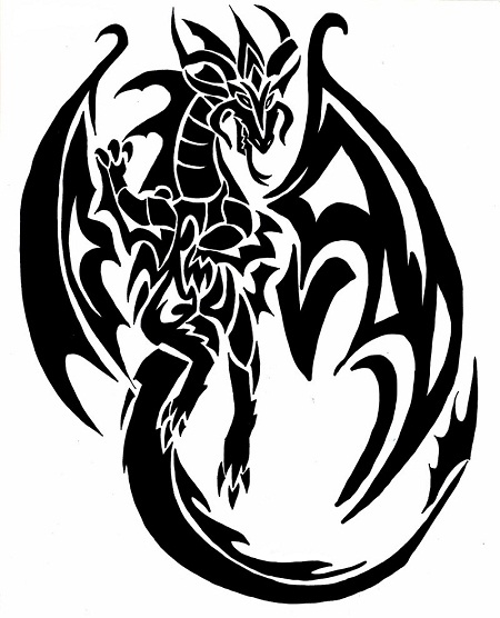 22 Beautiful Tribal Dragon Tattoo Only Tribal