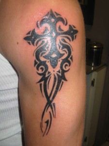 Tribal Cross Tattoos on Arm