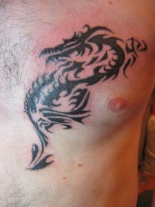 Tribal Dragon Tattoo Chest