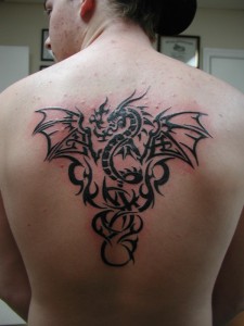Tribal Dragon Tattoo on Back