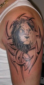 Tribal Lion Tattoo on Arm